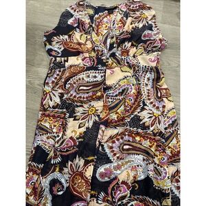 Ashley Stewart Multicolor Paisley V Neck Cape Shirt | Size 18-20
